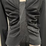 idem Ditto  Black Ruched Front Long Sleeve Collared Button Down Gothic Shirt M Photo 2