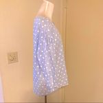 ZARA  Blue Embroidered Polka Dot Long Sleeve Blouse SZ M Photo 6