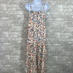 Fantaslook Orange Blue Floral Print Wide Leg Jumpsuit Size M Photo 3