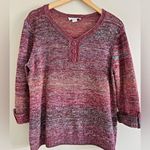Christopher & Banks  Ombre Henley Knit Sweater Plum L Button Front Photo 1
