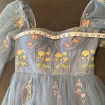 Women’s Blue Dress Embroidered Flowers & Butterflies Corset Back Size 8 **READ Blue Photo 8
