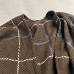 Uniqlo Brown Plaid Soft Cozy Fringe Poncho Wrap Scarf One Size EUC Photo 3