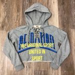 PE Nation Rocket Shot Gray Lace Up Cropped Pullover Hoodie Size XS Photo 3