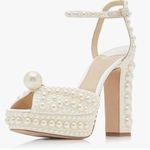 Opulent Pearl Platform Bridal Heels White Size 8 Photo 0
