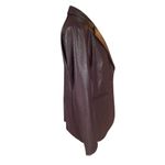 IMAN faux leather reddish brown long sleeve lined blazer jacket coat women's M Size M Photo 2