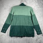 Quacker Factory  Cardigan Sweater Womens M Green Embellished Snowflake Open Front Photo 2