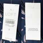 Loft  Dress Navy Feathers V-Neck Short Sleeves 8 Pockets New Photo 9