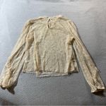Le lis Cottagecore Tan Cream Long Sleeve Ruffle Mock Neck Lace Top Large EUC Photo 5