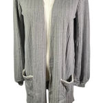 Blu Pepper Women Gray Ribbed Knit Open Front Long Sleeve Cardigan Sweater Size S Photo 0