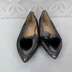 Karl Lagerfeld  Dalli Bow Pom Pom Metallic Silver Pointy‎ Flats Size 6.5 Photo 9