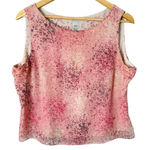 Anne Klein  Pink Floral Chiffon Tank Top Semi-Sheer Side Zipper, Size 14‎ Photo 0