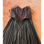 EXPRESS  Black Faux Leather Pleated Dress Lace Trim Size S/M Photo 9