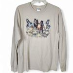 Gildan Cynthia Fisher Young Bloods Horse Graphic Print Long Sleeve Tee T Shirt L Photo 0