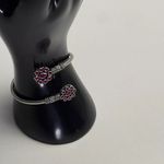 NATIVE AMERICAN 925 STERLING SILVER Navajo Stamped BRACELET Pink/Ruby Purple Photo 4