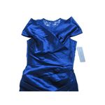 NWT Rickie Freeman for Teri Jon Royal Blue Ruched Off Shoulder Lace Neck Dress 4 Photo 2