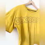 Hem & Thread  Cotton Cropped Top with Eyelet Detail in Mustard Yellow - Size L Photo 2