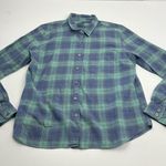 UnTuckIt Teal Green Blue Plaid Long Sleeve Button Front Shirt Womens Size 10 Photo 0