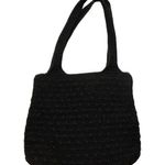 The Sak Black Crochet Knit Two Straps Lined Compartment Zip Pocket Shoulder Bag Photo 0