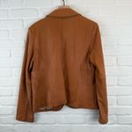 Nine West  Women's 100% Leather Jacket Tan Floral Lining two Button Blazer L Photo 6