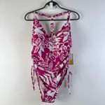 Kona Sol  One Piece Swimsuit Bathing Suit Medium Pink White NWT New Adjustable Photo 9