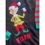 Holiday Time Ugly Christmas Sweater Elf Taking a Selfie Novelty Pullover Black Red Green 4X Photo 1