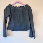 Vintage Y2K Blue Denim Off Shoulder Blouse Womens 10 Jean Top Coastal Festival Photo 7