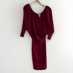 Cache  Women's Sweater Dress Size M Red Bodycon Ribbed  Sheath Boat‎ Neck Photo 5