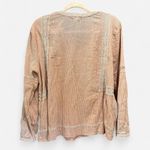 Garnet Hill Boho Coastal Orange Cream Pinstripe Embroidered Tassel Tunic Top Photo 2