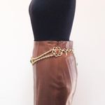 Ralph Lauren  Black Label Cognac Luxury Saddle Lambskin
Leather Skirt Sz 12 Photo 4