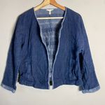 Eileen Fisher Organic Cotton Double Weave Short Jacket Women's Small Blue Casual Photo 5