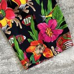 Womens Vintage Pants 10 Cotton Hawaiian Vacation Fish Floral Coral Reef Pockets Black Photo 3