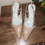Etienne Aigner  Womens 7 Leather Florad Beige Slingback Kitten Heel Pointed‎ Toe Photo 6