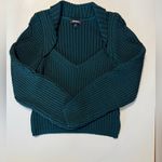 EXPRESS Emerald Green Ribbed V Neck Sweater Size L Photo 12