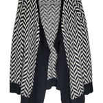 BB Dakota JACK Black White Chevron Knit Open Front Cardigan Sweater Small Photo 0