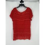 Johnny Was  Tunic Top Short Sleeve Tee Eyelet Embroidered Red Floral Size Medium Photo 1