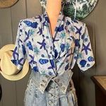 90’s Anna Kriste Beachy Shell Shirt XL White Photo 0