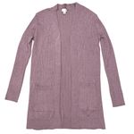 SO Womens XS Open Front Cardigan Mid Length Ribbed Purple Photo 0