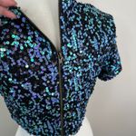 Charlotte Russe NEW Shirt Size M Vegas Baby All Over Sequin Crop Top Photo 3