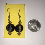 Shimmer Brown Round Beads Boho Dangling Pierced Earrings Photo 3