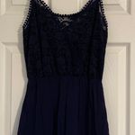Ambiance Apparel Navy Lace Romper Photo 3