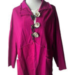 Skifo Women’s Magenta Pink Raw Hem Petunia Button Lagenlook Overlay Jacket XL Photo 0