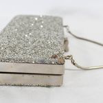 Vintage Late 90s/2000s Silver Glitter Sparkle Clutch Hard Shell Handbag Photo 4