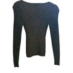 Anthropologie A by Black/Gold Metallic Lures Sweetheart Neck Ribbed Sweater Sz X Photo 2