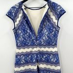 Tadashi Shoji Neoprene Lace Overlay China Blue Snow Cap Sleeve Dress Size 8 Photo 7