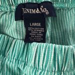 Denim & Co Mint Green Striped Elastic Waist Pants Comfortable Relaxed Fit Photo 3
