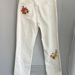 Reformation White Floral Embroidered Cynthia Straight Jeans Photo 12