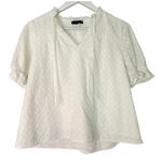 1. State  white cotton eyelet puff sleeve blouse small Photo 2