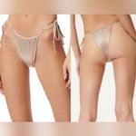 Good American  tanga gold crinkle rose metallic bikini bottom size 3 Photo 5