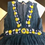 Banjanan Blue Diana Mini Dress Embroidered Floral Lace Ruffles Anthro Bohemian S Yellow Photo 5