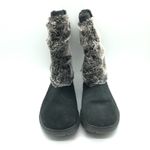 Tony Little Designs Womens Boots Suede Faux Fur Slip On Black Gray Size 6 Photo 1